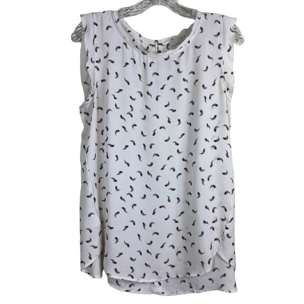 Ann Taylor Loft Feather Print Tank Top‎ Sleveless Size Medium